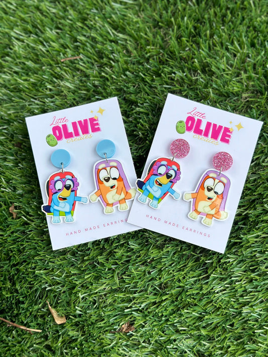 Adorable Bluey The Grannies Dangle Earrings - Playful Variations for a Whimsical Look