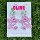 Whimsical Purple Butterfly Care Bear Earrings - Stud and Dangle Styles Available!