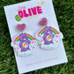 Rainbow Care Bear Dangle Earrings: Perfect for All Ages!