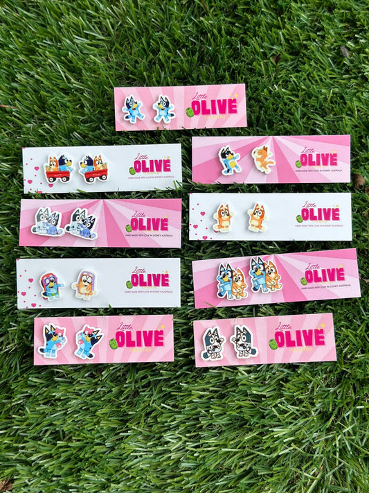 Bluey Stud Earrings - Here Come the Grannies and Bingo's Floppy Bunny and much more!