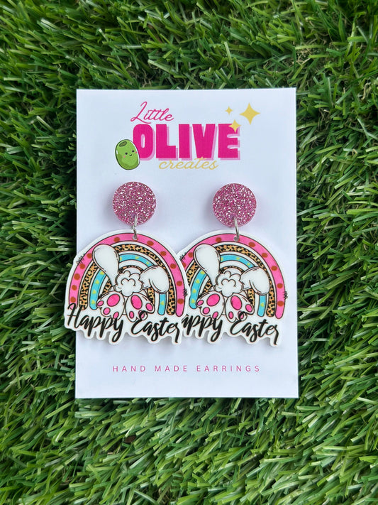 Happy Easter Bunny Celebration Dangle Earrings
