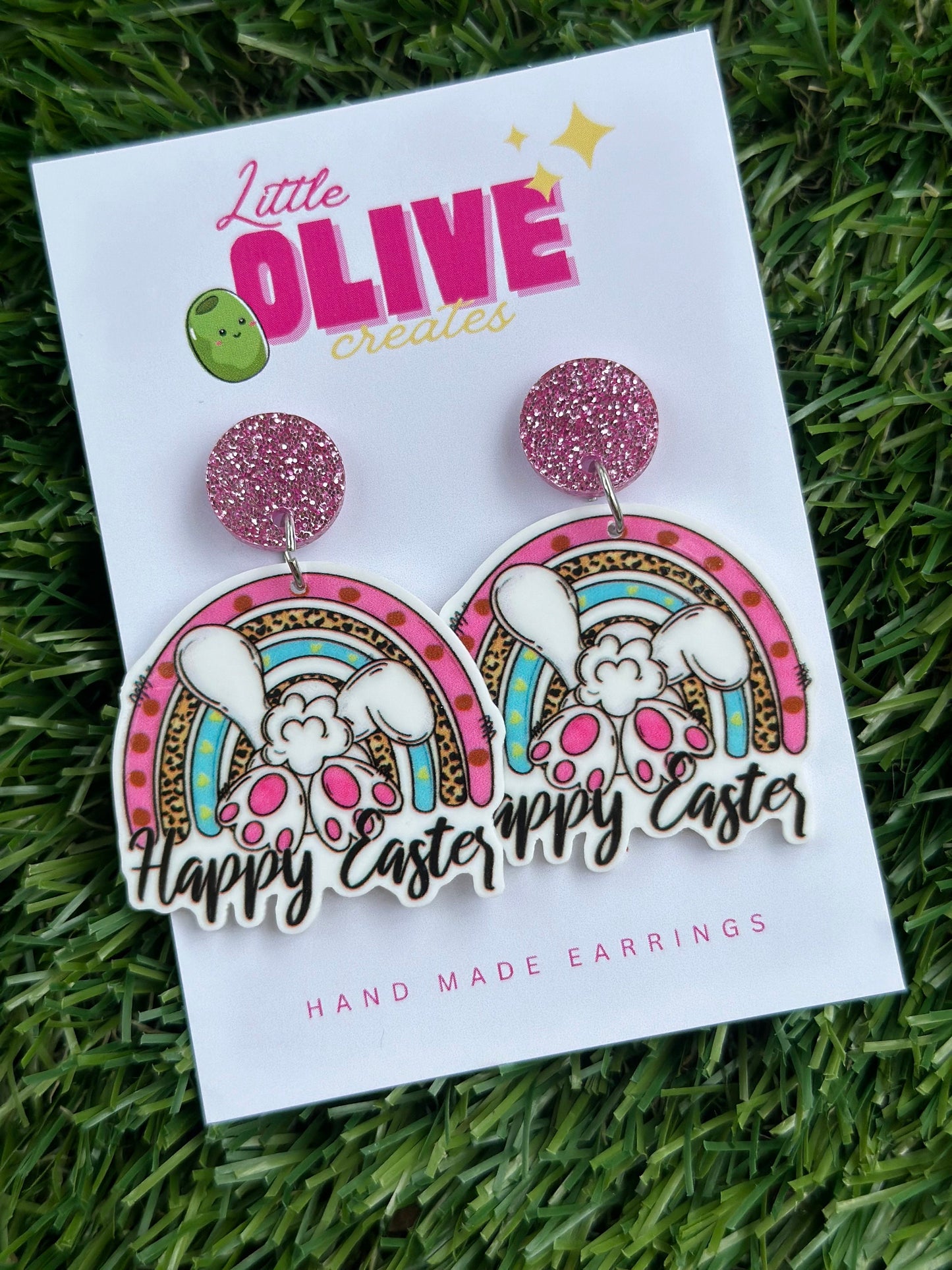 Happy Easter Bunny Celebration Dangle Earrings