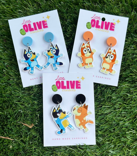 Adorable Bluey Dangle Earrings - Playful Variations for a Whimsical Look