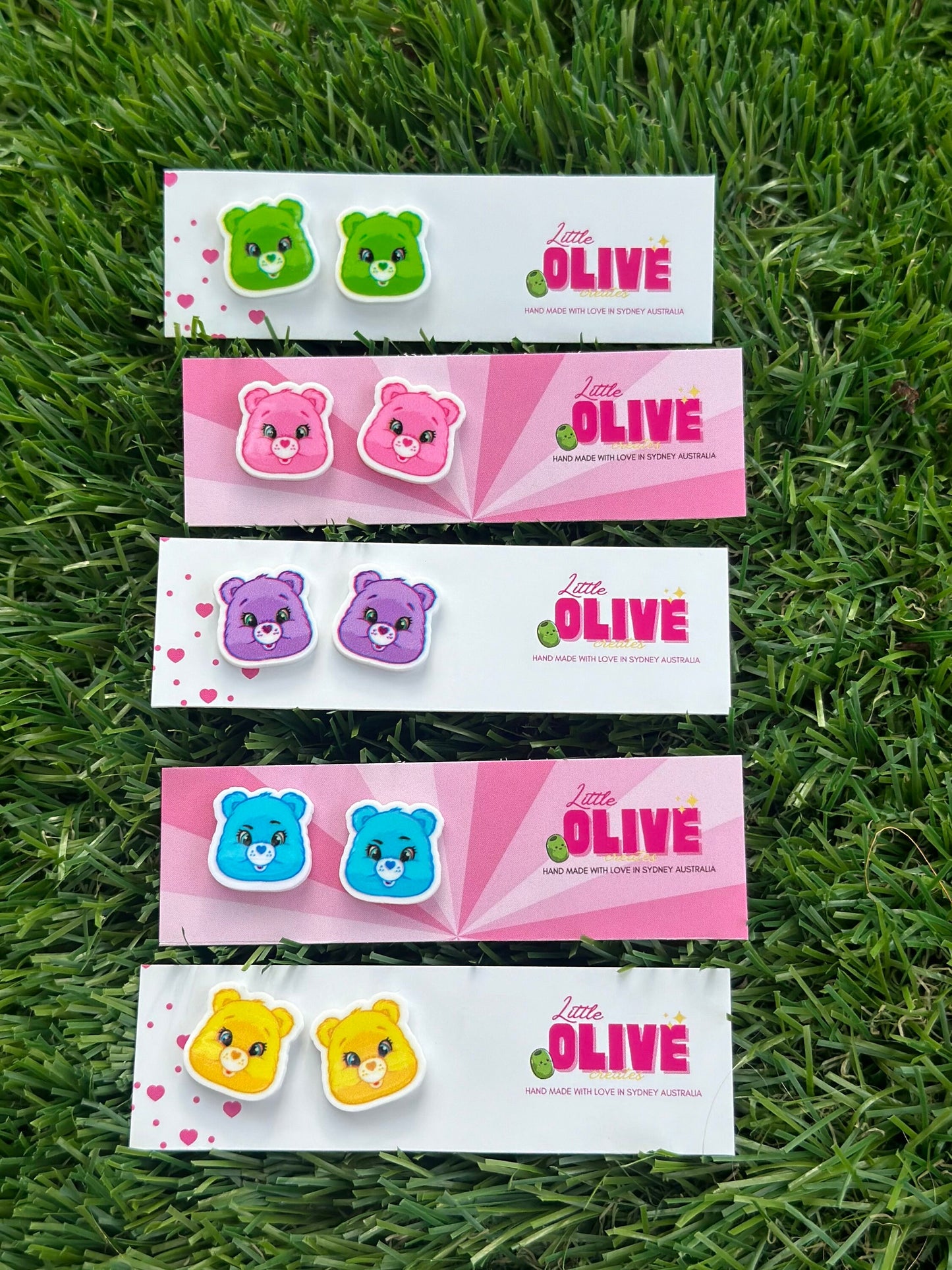 Whimsical Care Bear Stud Earrings-Choose from 5 Different Colours!