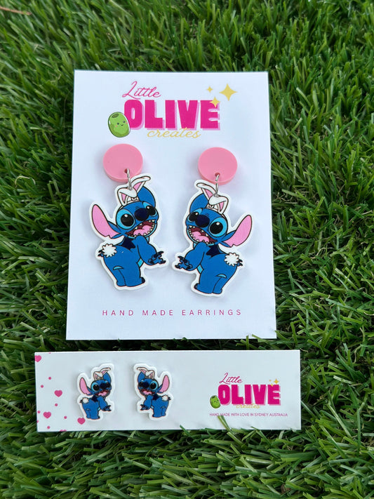 Easter Stitch Stud and Dangle Earrings - Hop into Spring with Stitch!