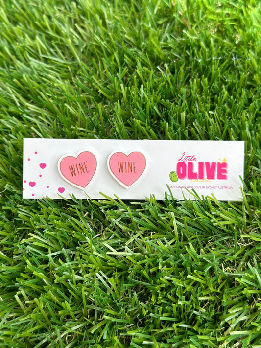 Wine Heart Stud Earrings: Cheers to Chic Style!