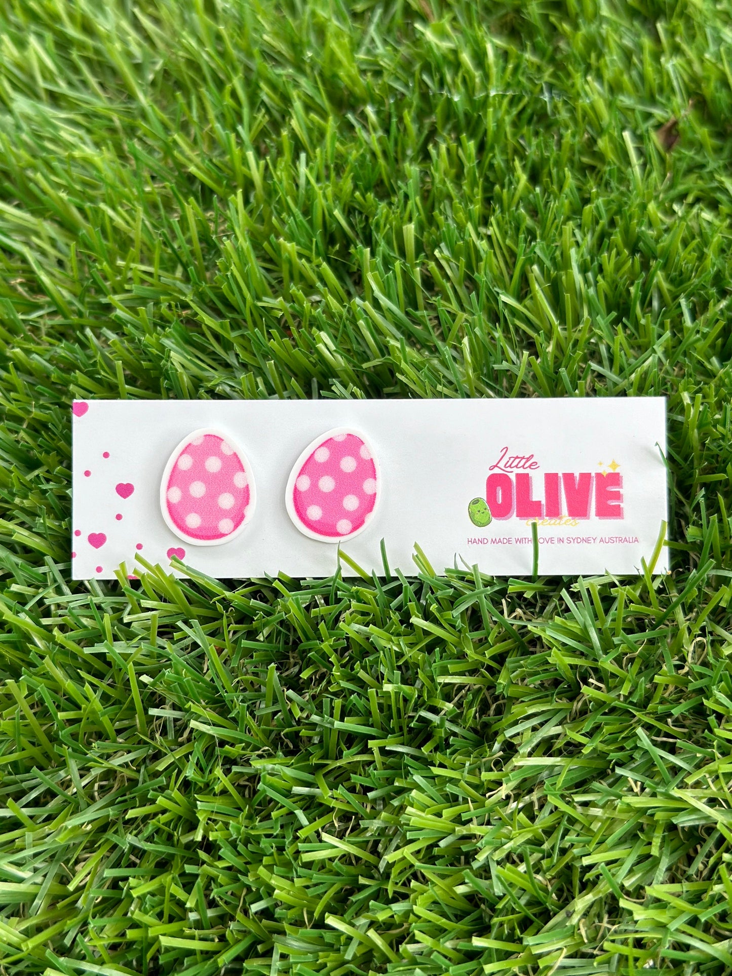 Pink Polka Dot Easter Egg Stud Earrings - Fun for All Ages!