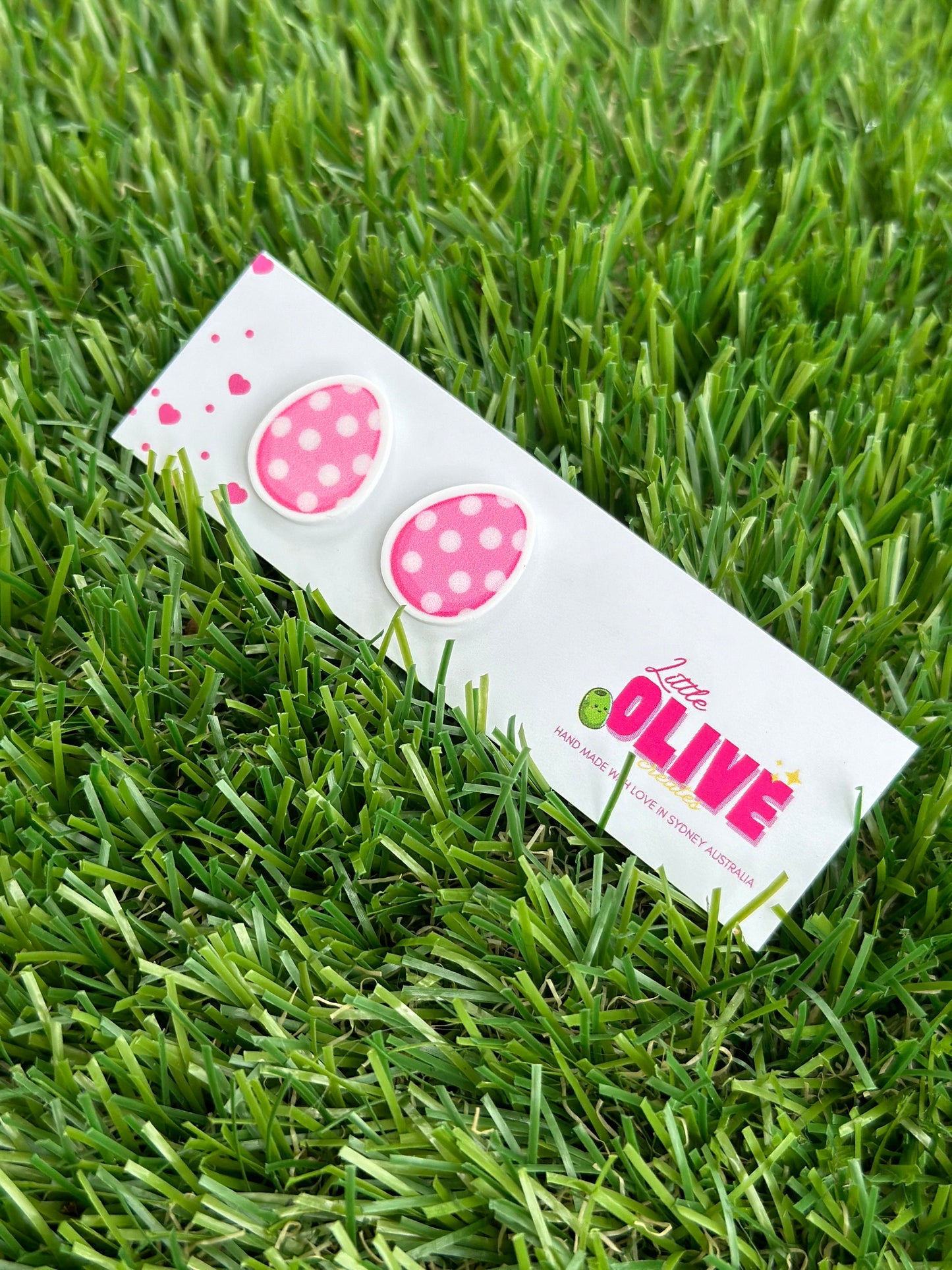 Pink Polka Dot Easter Egg Stud Earrings - Fun for All Ages!