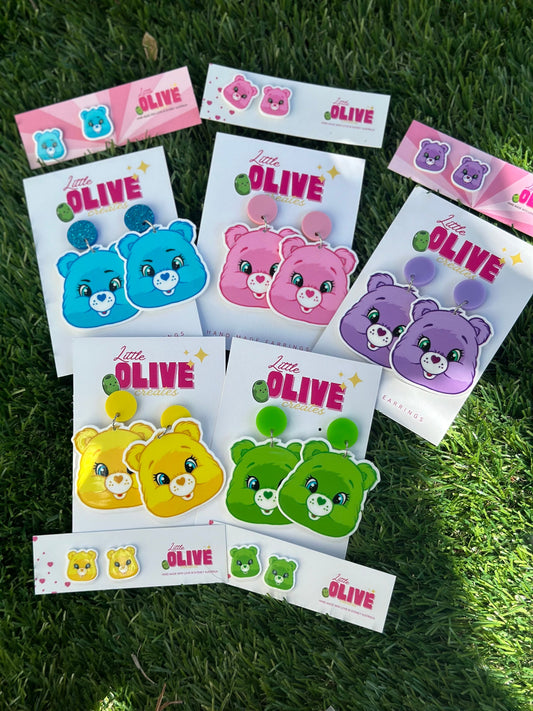 Whimsical Care Bear Stud Earrings-Choose from 5 Different Colours!