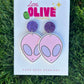 Enchanting Pink Alien Dangle Earrings: Embrace Extraterrestrial Chic!