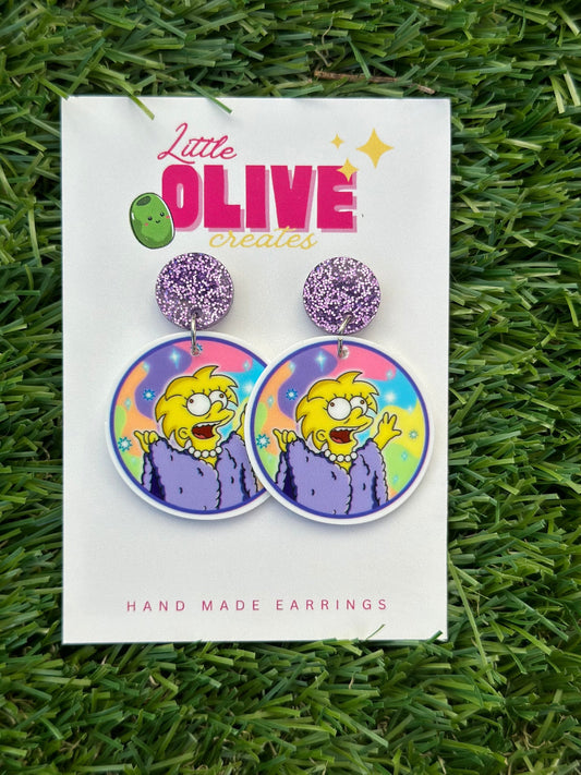 Lisa Simpson Lizard Queen Dangle Earrings: Quirky Charm