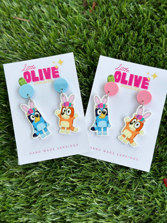 Bluey and Bingo Easter Delight Drop Dangle Earrings