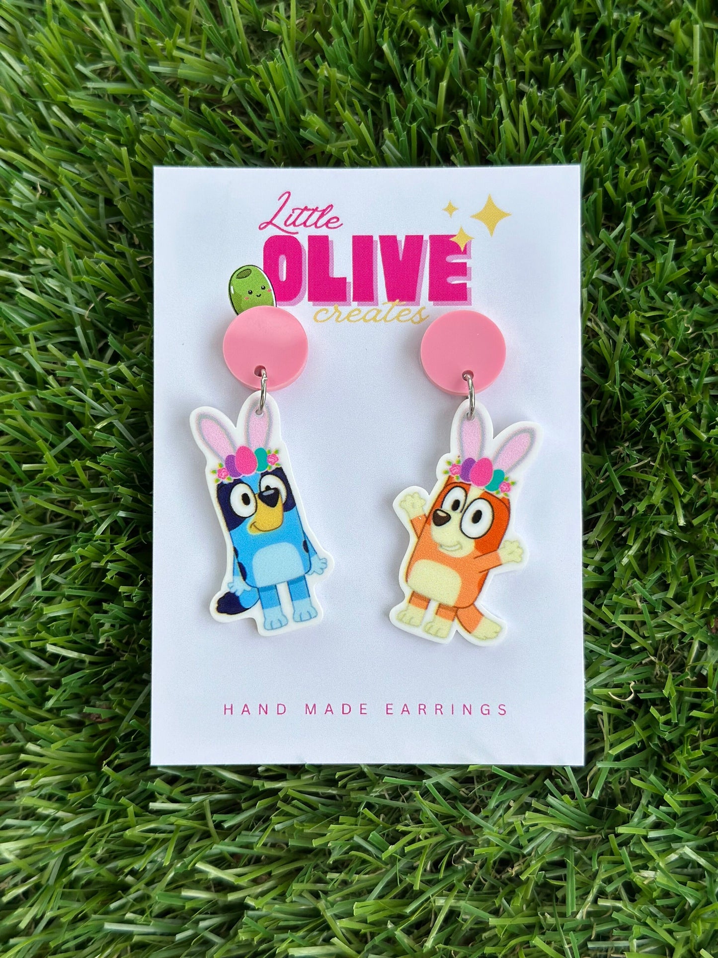 Bluey and Bingo Easter Delight Drop Dangle Earrings