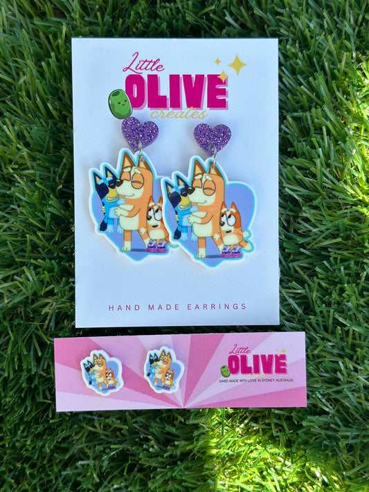 Bluey Family Fun Mother's Day Earrings - Celebrate Mum in Style!