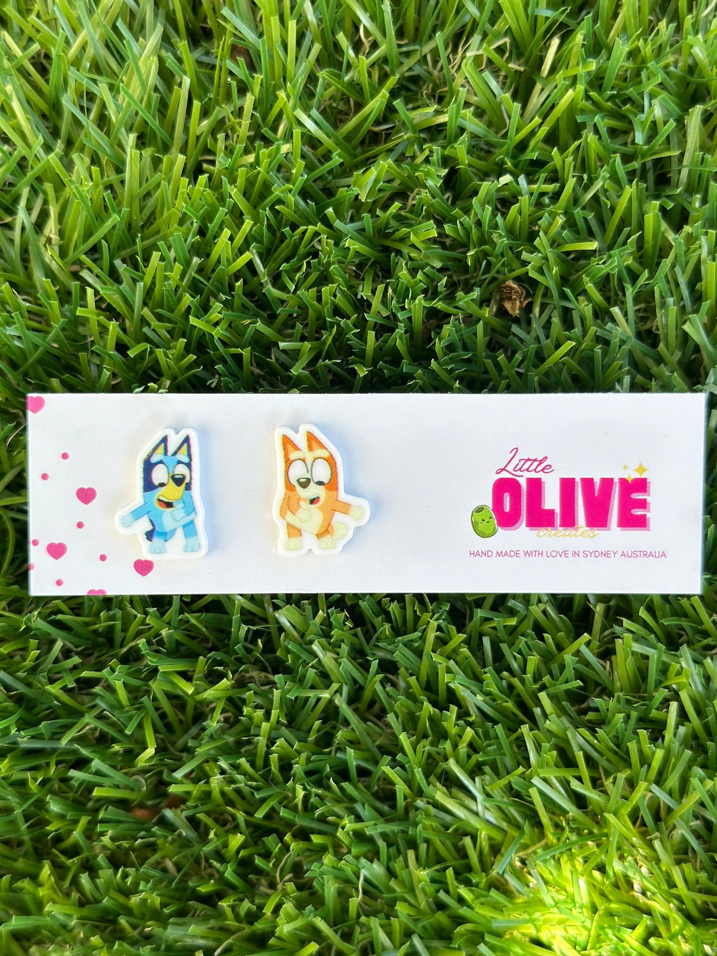 Bluey and Bingo Flossing Stud Earrings: Dance into Style with Bluey's Crew! Available in dangles and studs!