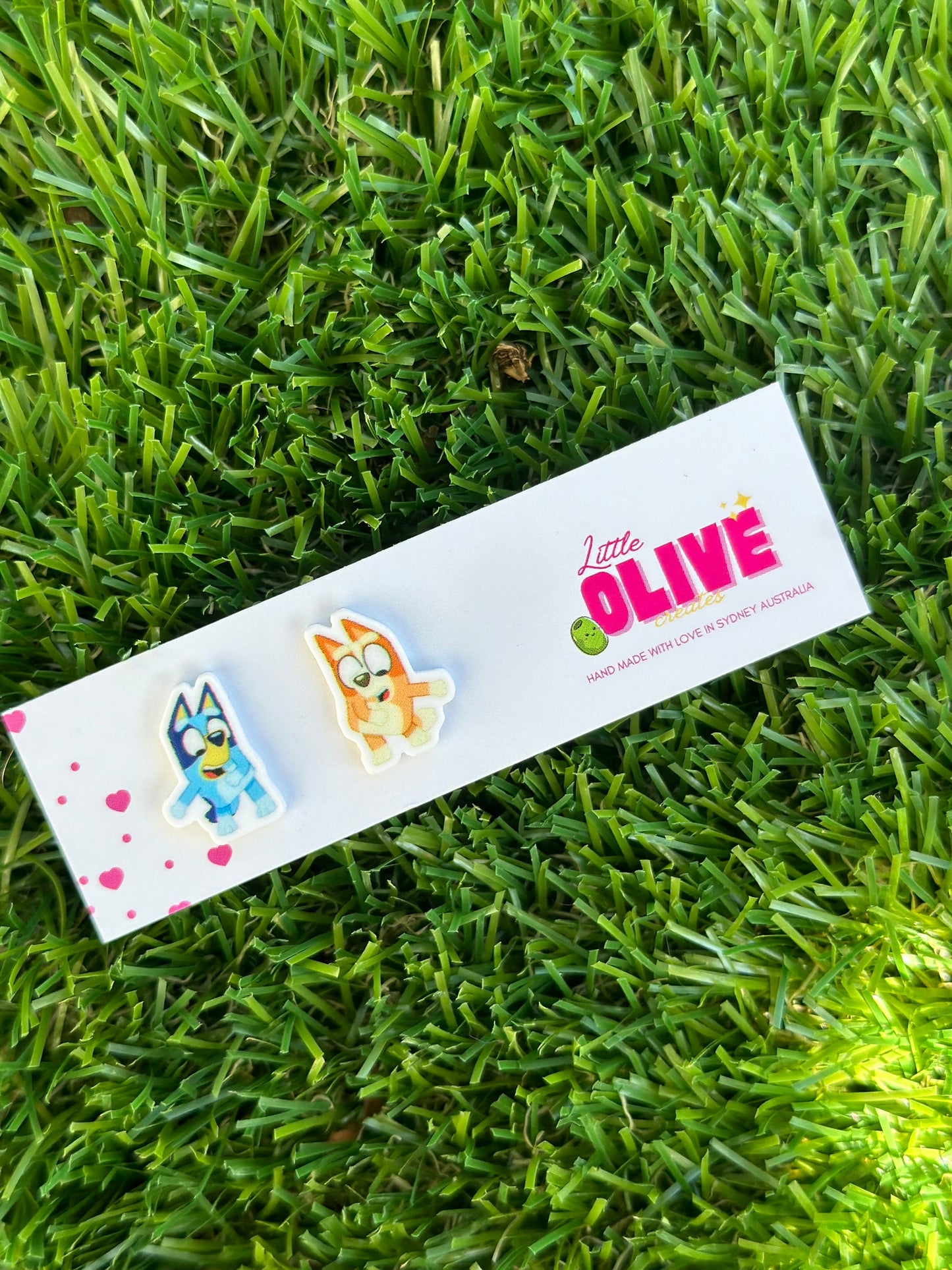 Bluey and Bingo Flossing Stud Earrings: Dance into Style with Bluey's Crew! Available in dangles and studs!