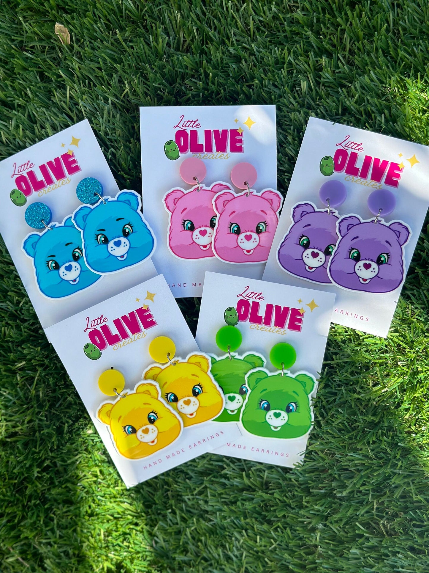 Whimsical Care Bear Stud Earrings-Choose from 5 Different Colours!