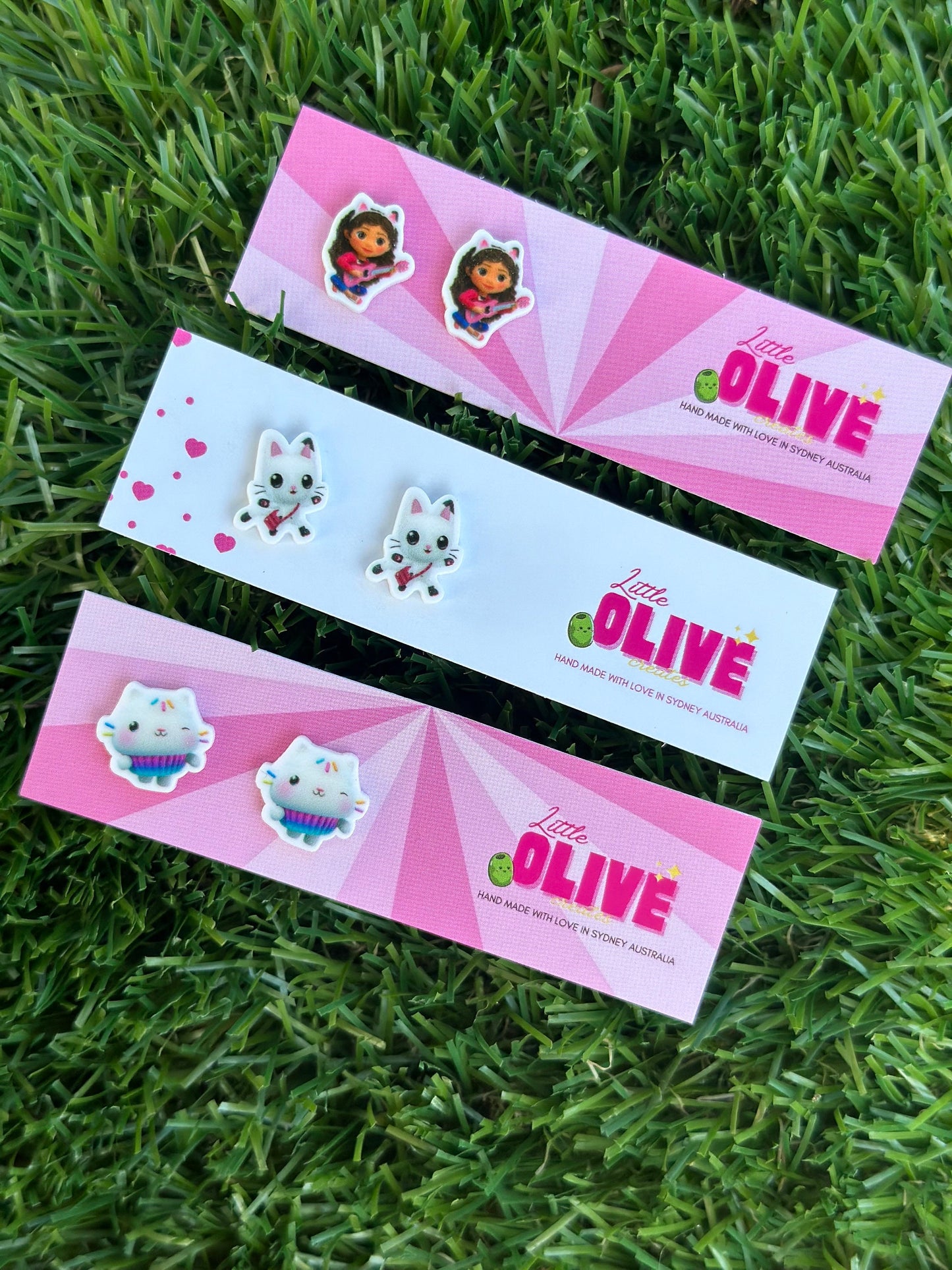 Adorable Gabby Dollhouse inspired Stud Earrings - 3 Charming Variations