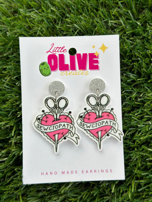 Sewciopath - Sewing Addict Dangle Earrings: A Stitch in Style