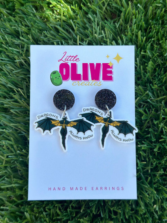 Enchanting Fourth Wing Dragon Dangle Earrings