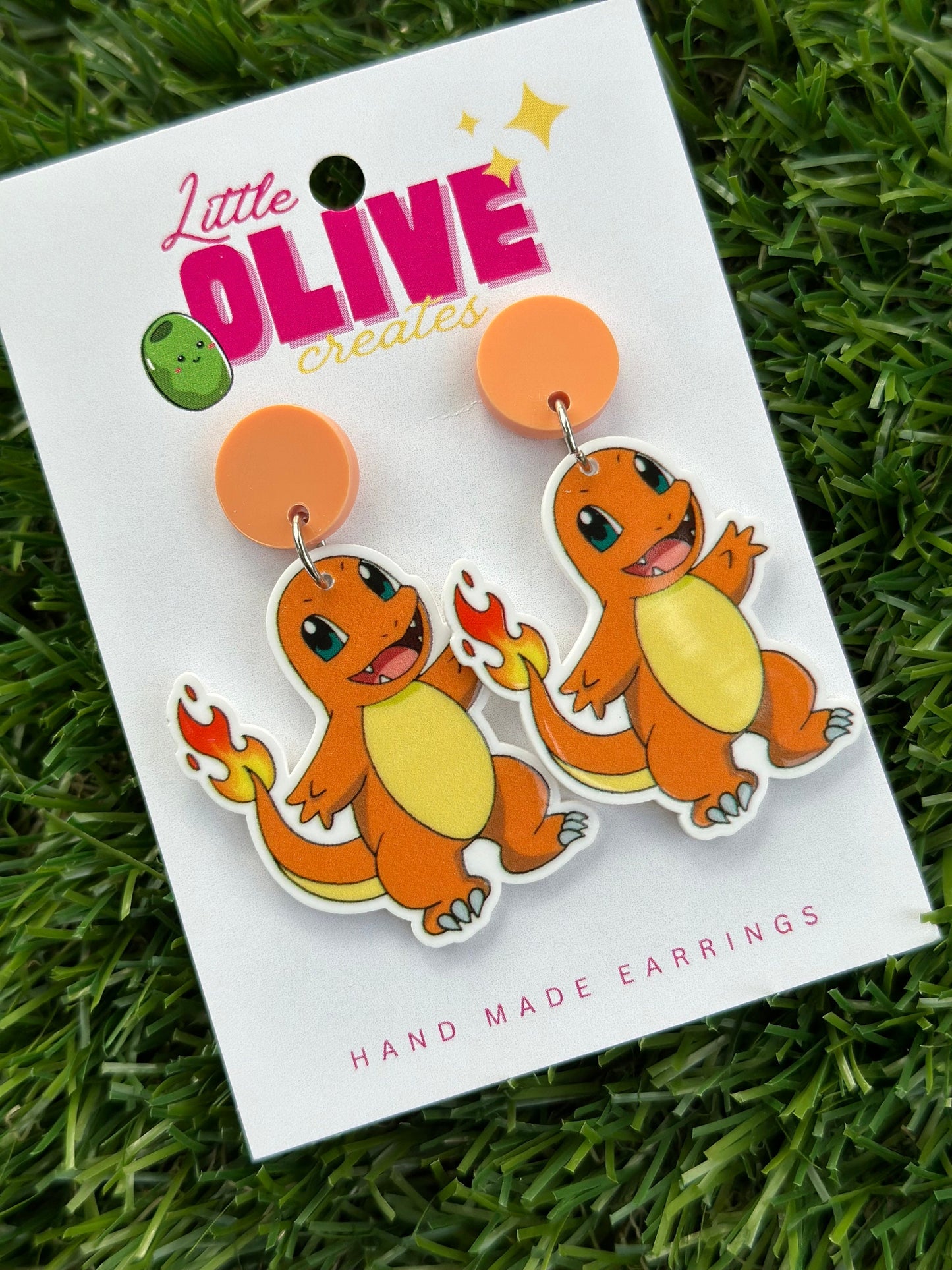 Charmander Charm: Adorable Pokémon Dangle Earrings