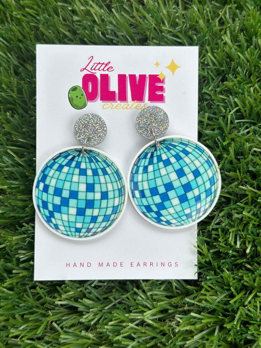 Mirror Disco Ball Dangle Earrings - Dance Floor Delight, Sparkling Fun