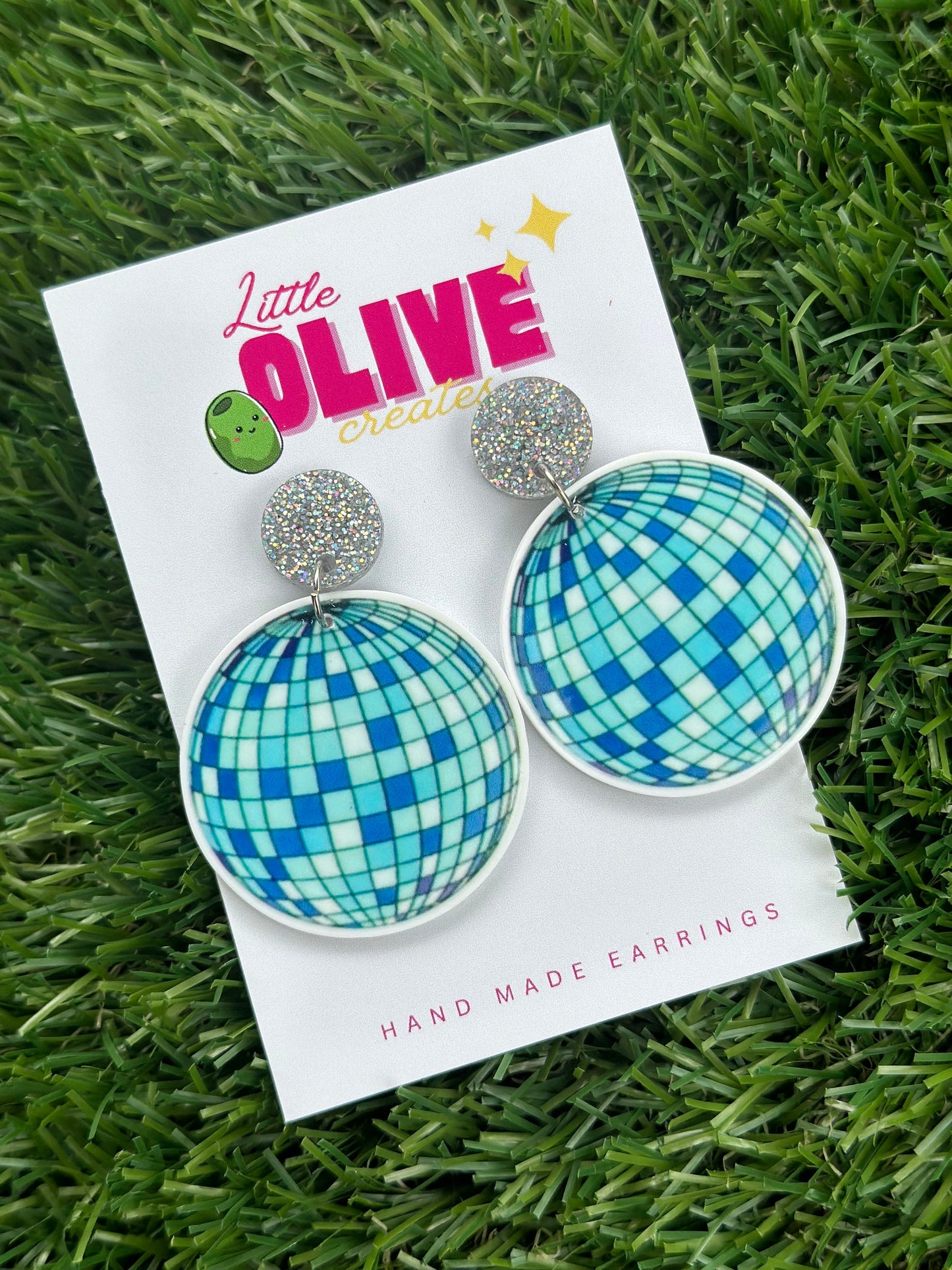 Mirror Disco Ball Dangle Earrings - Dance Floor Delight, Sparkling Fun