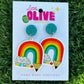 Whimsical Rainbow Pencil Teacher Earrings for Book Week Fun!