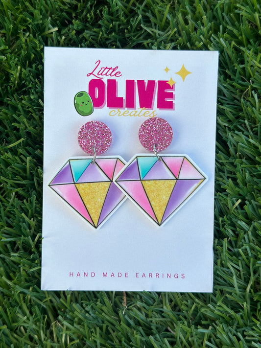Sparkle and Shine with Colorful Diamond Dangle Earrings!