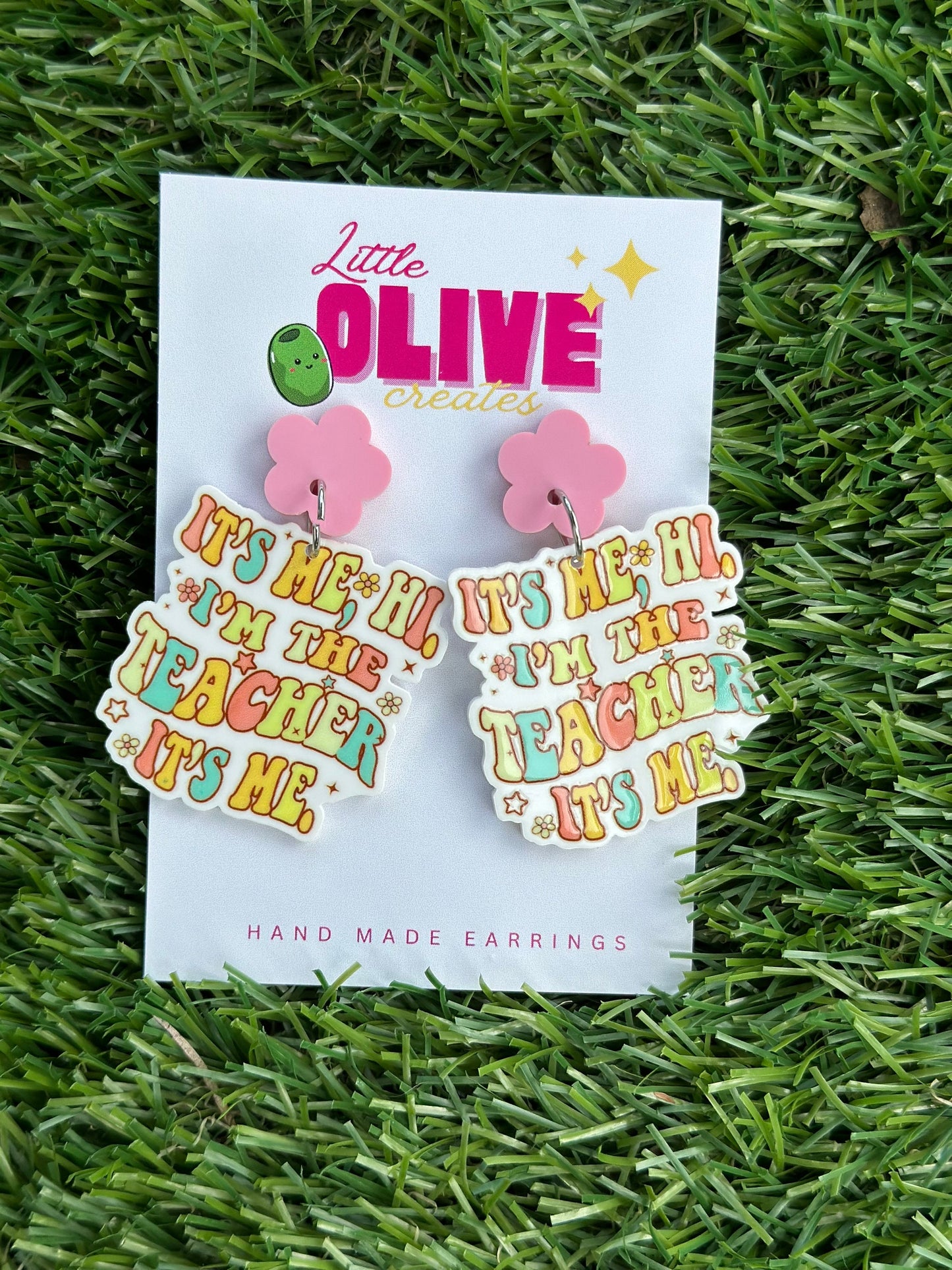 Taylor-Inspired Teacher Dangle Earrings: 'It's Me, Hi, I'm the Teacher