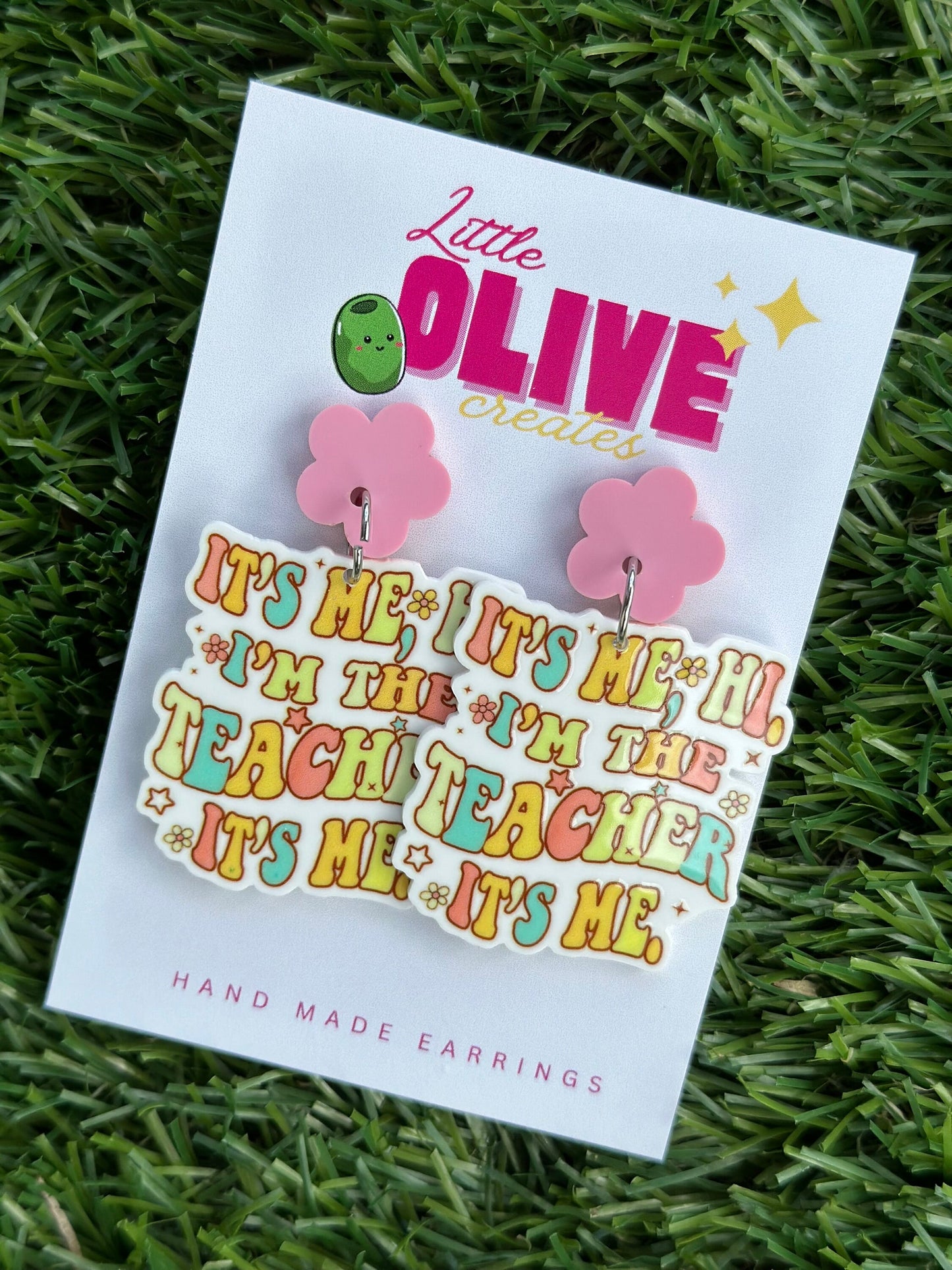 Taylor-Inspired Teacher Dangle Earrings: 'It's Me, Hi, I'm the Teacher