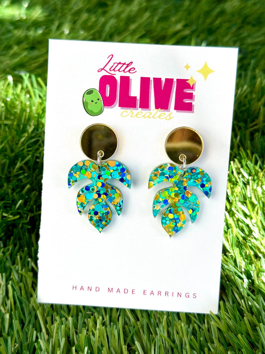 Glitzy and Gorgeous Leaf Dangle Earrings - for Plant Lovers