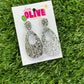 Shimmering Silver Glitter Drop Dangle Earrings