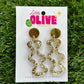 Shimmering Gold Glitter Drop Dangle Earrings