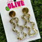 Shimmering Gold Glitter Drop Dangle Earrings