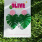 Dazzling Green Glitter Monstera Leaf Earrings - Tropical Statement Jewellery!