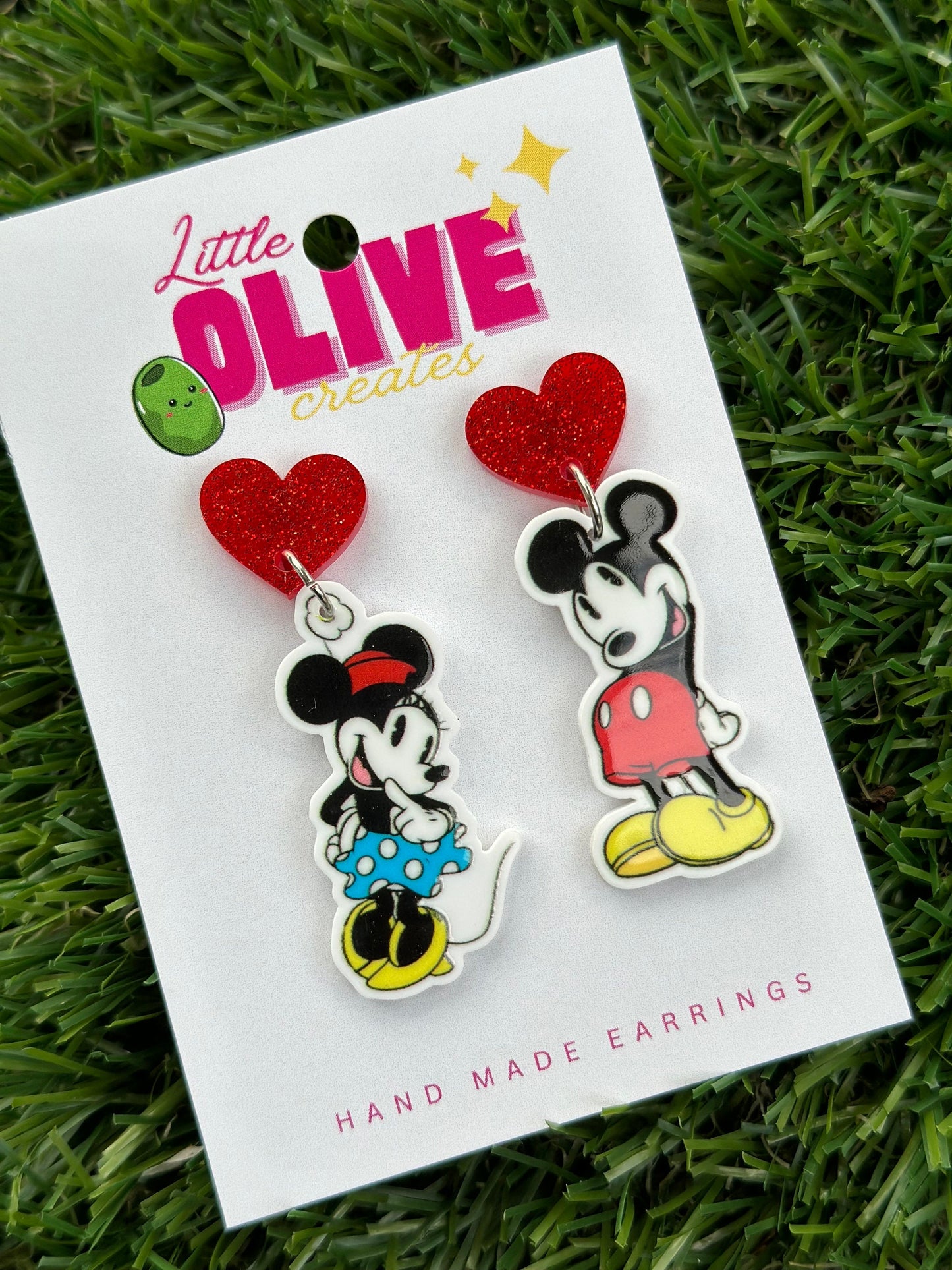 Vintage Minnie & Mickey Mouse Inspired Drop Dangle Earrings