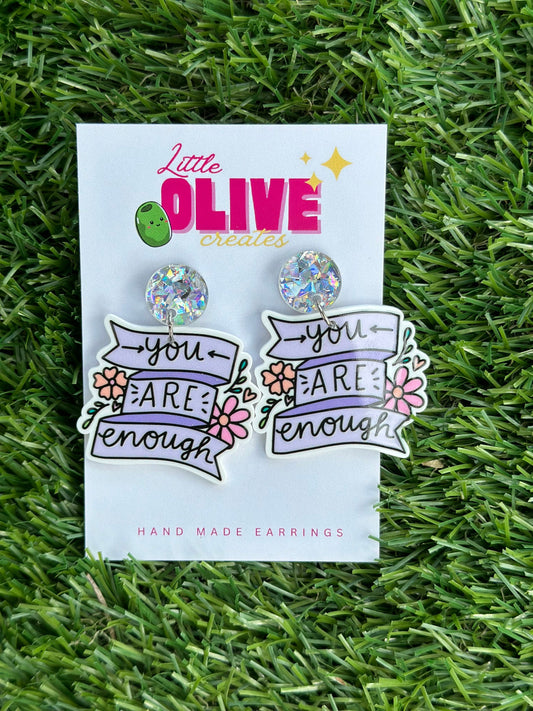 Empowerment Elegance: 'You Are Enough' Dangle Earrings