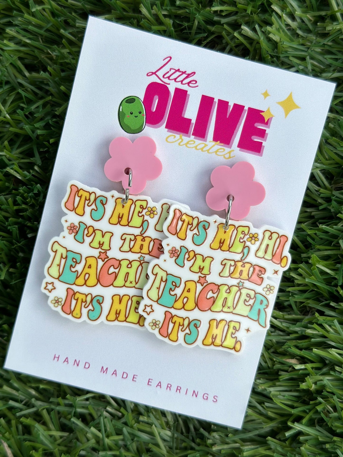 Taylor-Inspired Teacher Dangle Earrings: 'It's Me, Hi, I'm the Teacher