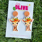 Whimsical Flower Crown Giraffe Dangle Earrings