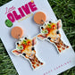 Whimsical Flower Crown Giraffe Dangle Earrings