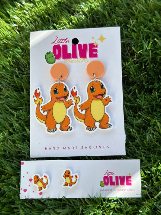 Charmander Charm: Adorable Pokémon Dangle Earrings