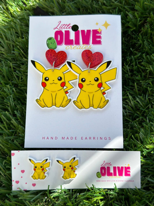 Pikachu Playfulness: Adorable Heart Earrings for Every Pokémon Fan!