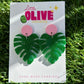 Dazzling Green Glitter Monstera Leaf Earrings - Tropical Statement Jewellery!
