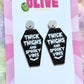 Thick Thighs and Spooky Vibes" Cute Halloween Coffin Earrings