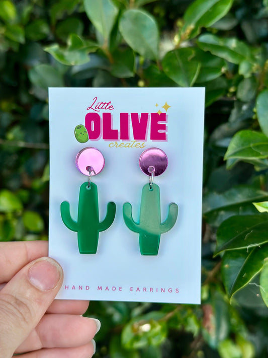 Gorgeous Cactus Mini Dangle Earrings - Nature-Inspired Elegance for Plant Lovers