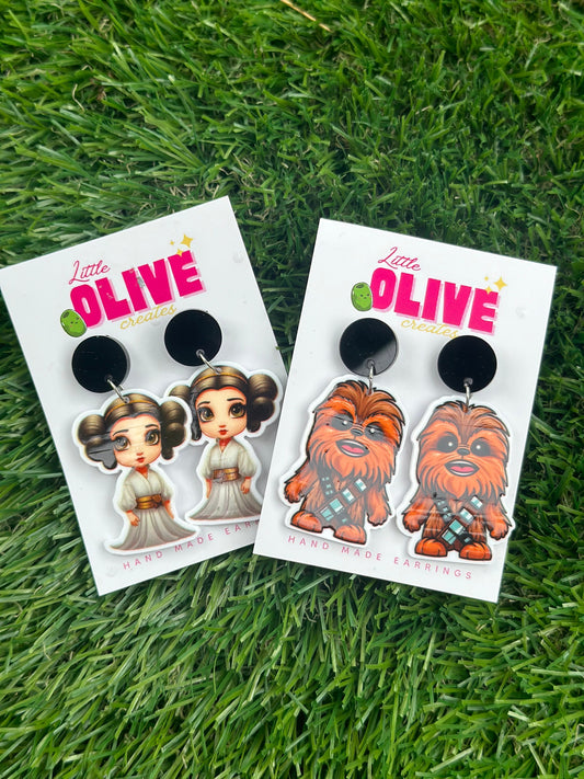 Fun Star Wars Earrings - Princess Leia or Chewbacca Designs