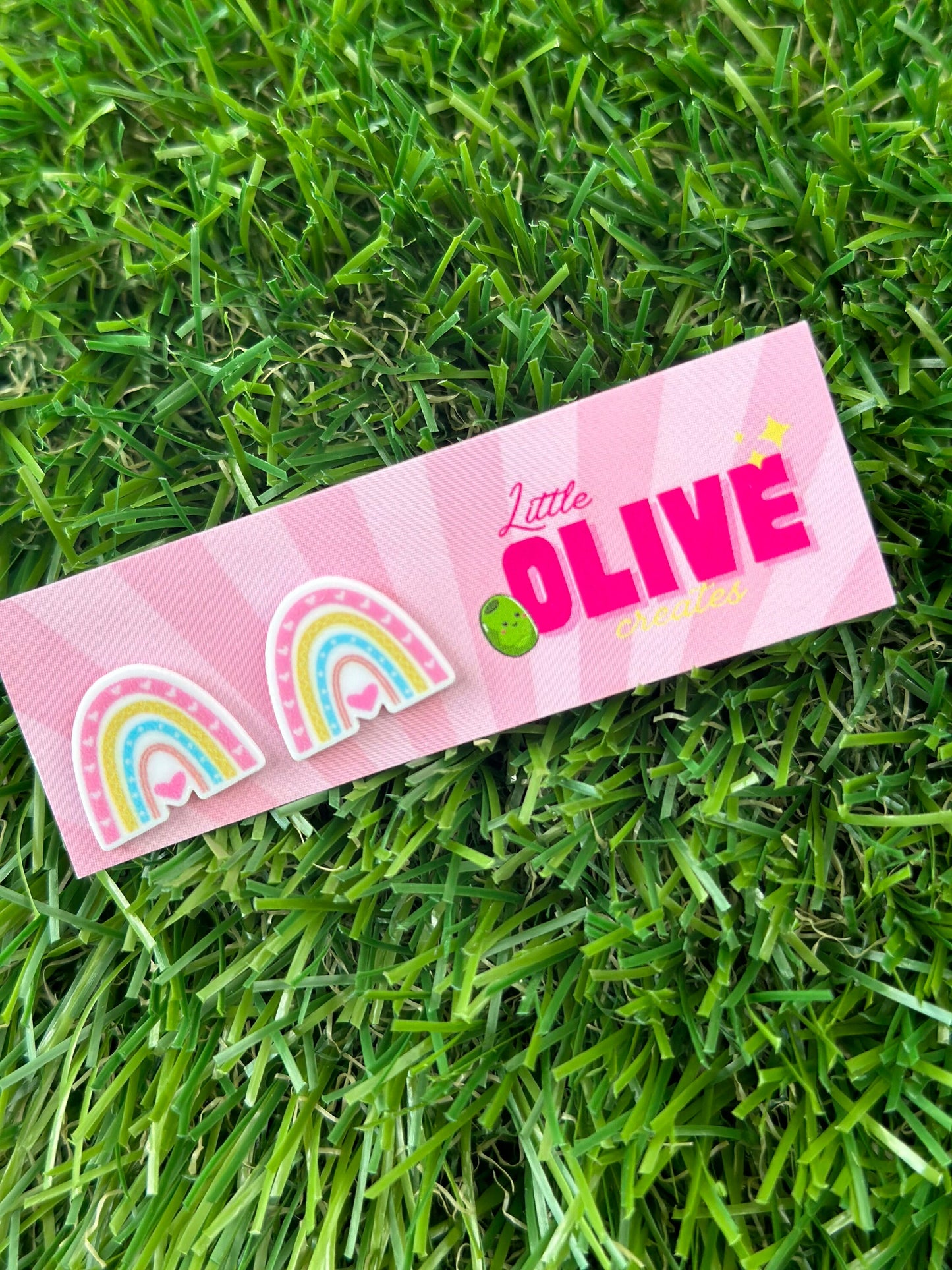 Pastel Rainbow Delight Stud Earrings - Vibrant and Playful Fashion Accessory