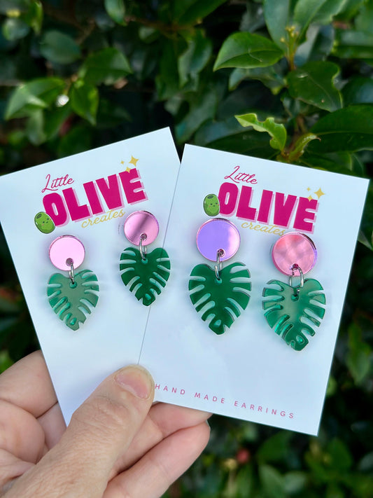 Gorgeous Monstera Mini Dangle Earrings - Two Sizes for Plant Lovers