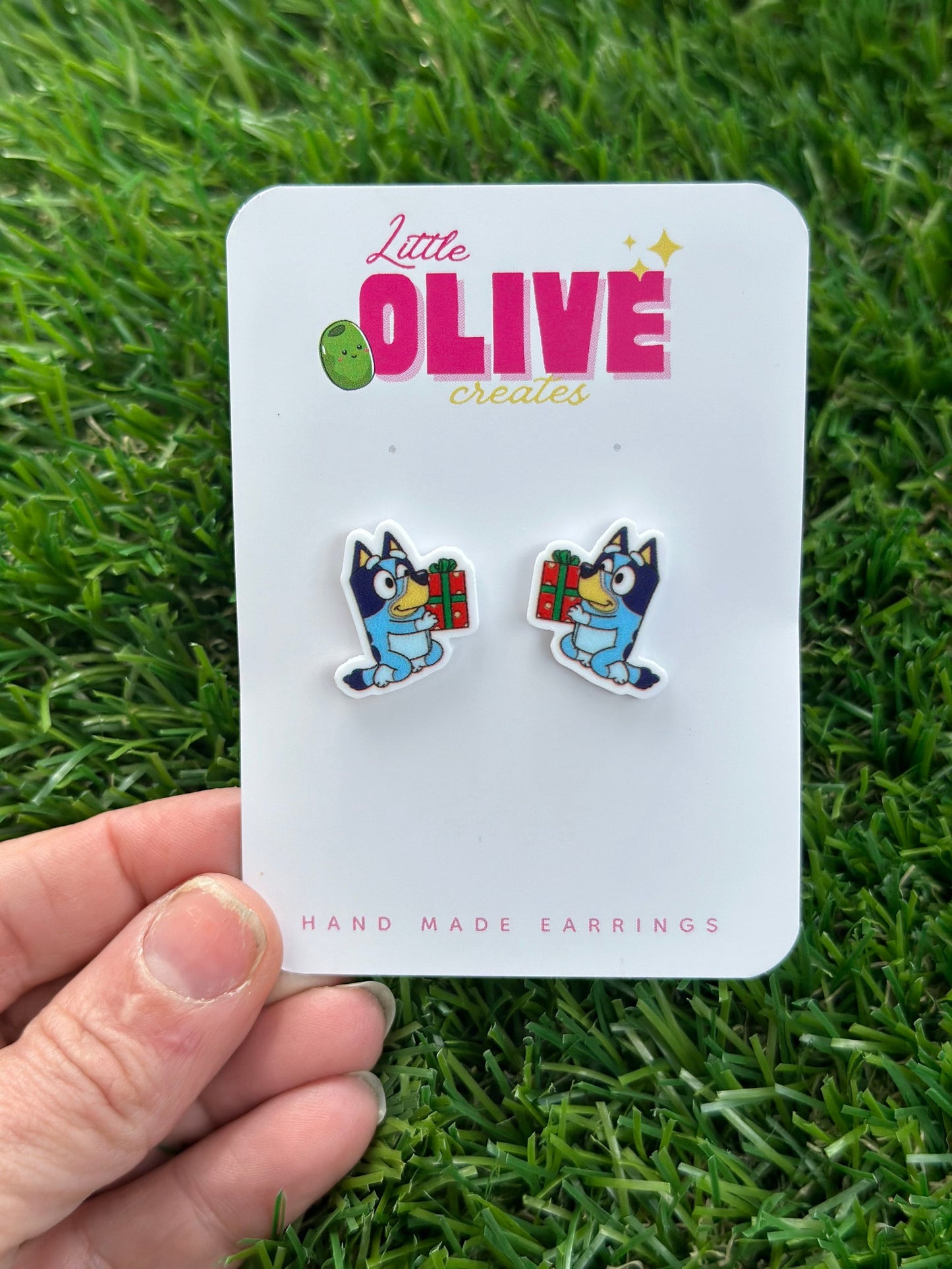 Adorable Bluey Christmas stud Earrings - 2 Festive Styles